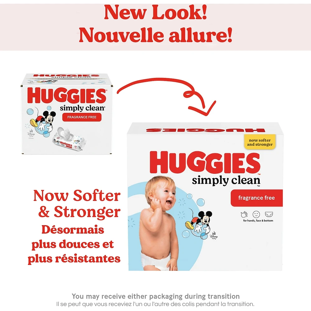 Huggies Simply Clean Unscented Baby Wipes, 11 Flip Lid Packs