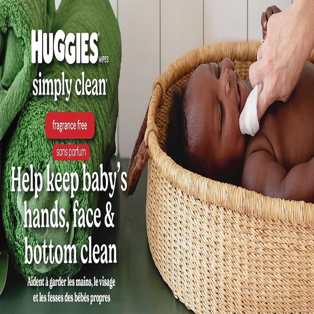 Huggies Simply Clean Unscented Baby Wipes, 11 Flip Lid Packs