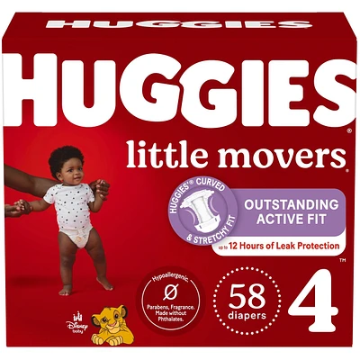 Couches pour bébés Huggies Little Movers, taille 4, 58 couches