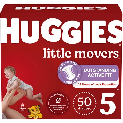 Couches pour bébés Huggies Little Movers, taille 5, 50 couches