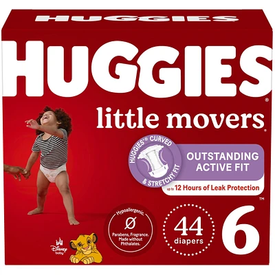 Couches pour bébés Huggies Little Movers, taille 6, 44 couches