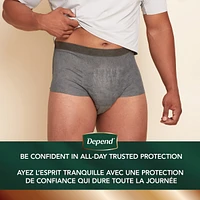Depend Real Fit Incontinence Underwear for Men, Disposable, Maximum Absorbency, Large/Extra-Large, Black and Grey