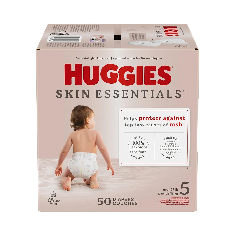 Skin Essentials Baby Diapers, Size 5 (27+ lbs), 50 Ct