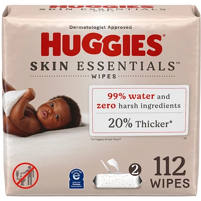 Skin Essentials Baby Wipes, 2 Flip Top Packs