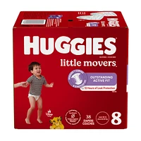 Couches pour bébés  Little Movers, taille 8  (46 livres et plus), 38 couches