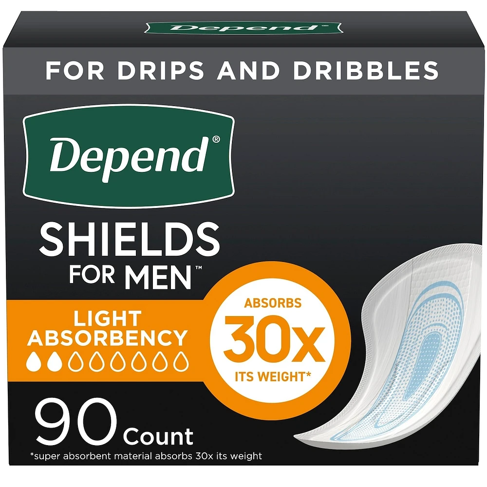 Shields Serviettes d’incontinence pour hommes, absorption légère, 90 unités