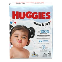 Couches pour bébés  Snug & Dry, taille 4 (10 à 16 kg [22 à 37 livres]), 30 couches