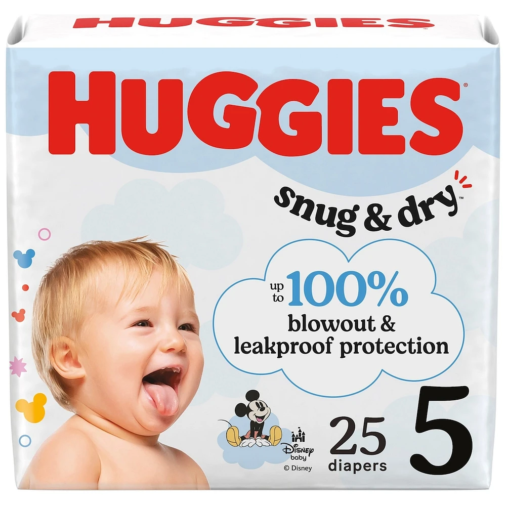 Couches pour bébés  Snug & Dry, taille 5 (12 + kg [27 +  livres]), 25 couches
