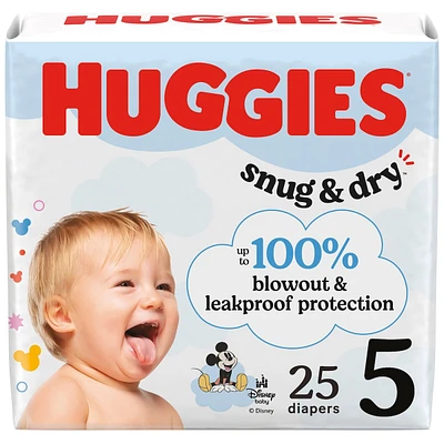 Snug & Dry Baby Diapers, Size 5 (27+ lbs