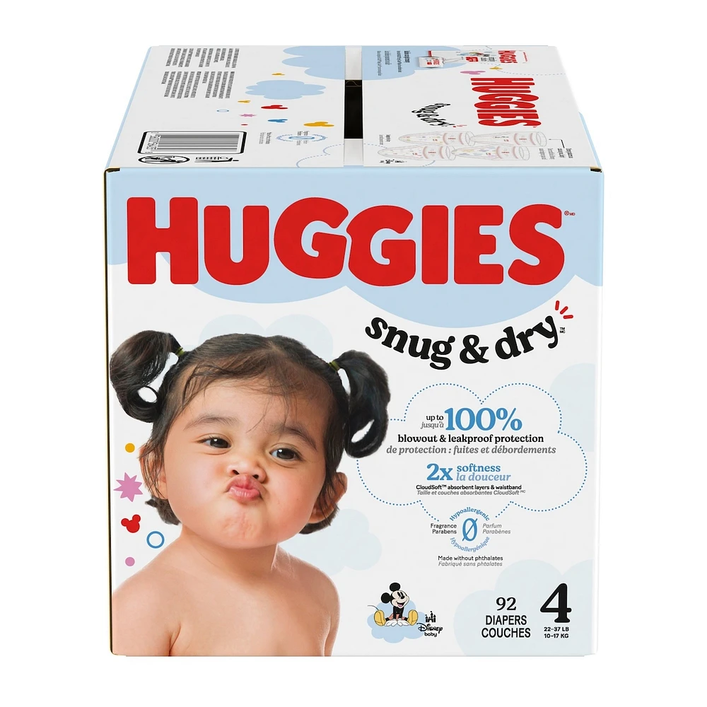 Couches pour bébés  Little Snugglers,  taille 4 (10 à 17 kg [22 à 37 livres]), 92 couches