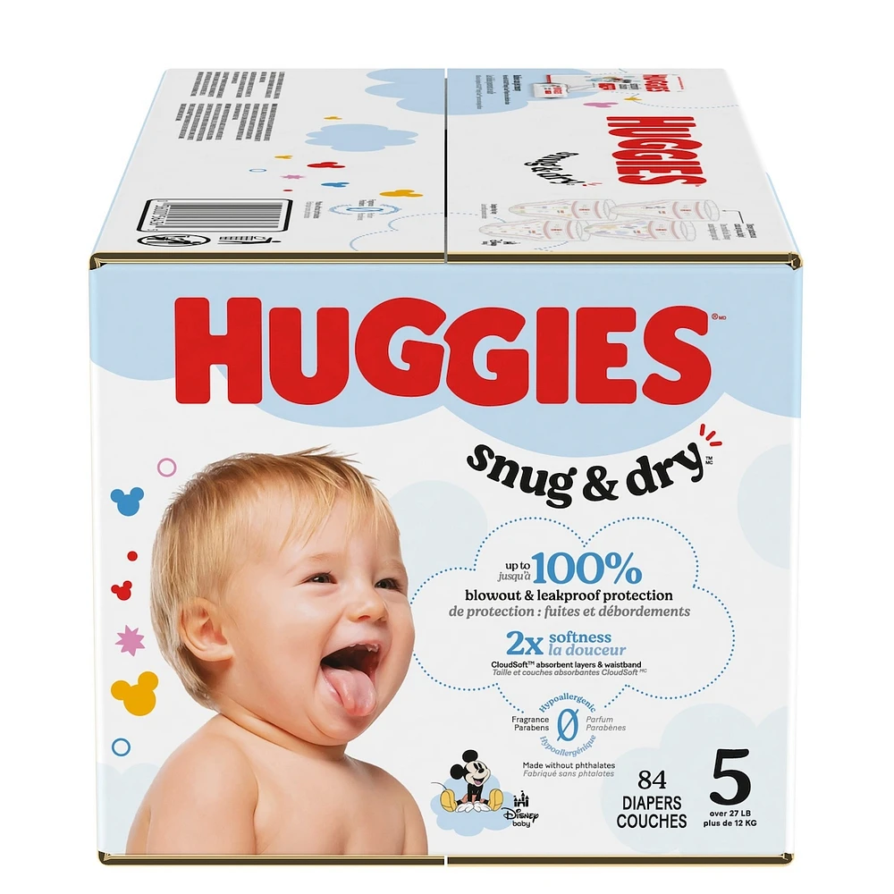 Couches pour bébés  Little Snugglers, taille 5 (12 kg et plus [27 livres et plus]), 84 couches