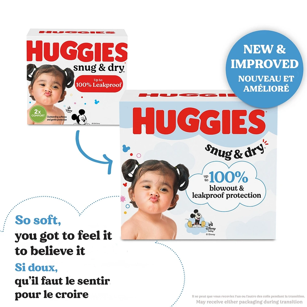 Couches pour bébés  Snug & Dry, taille 6 (15 + kg [35 +  livres]), 66 couches