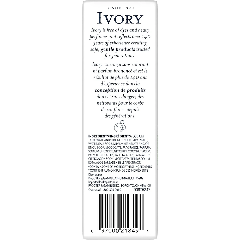Pain de savon Ivory, parfum Aloès, 90 g, 10 unités