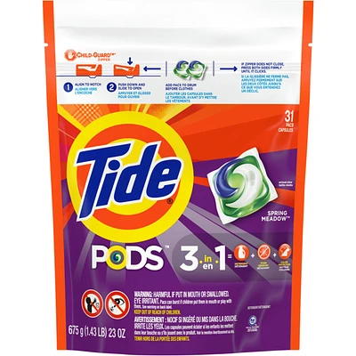 Liquid Laundry Detergent Pods, Spring Meadow, 31 Count