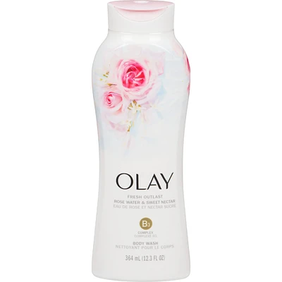 Olay Fresh Outlast Rose Water & Sweet Nectar Body Wash, 364 mL