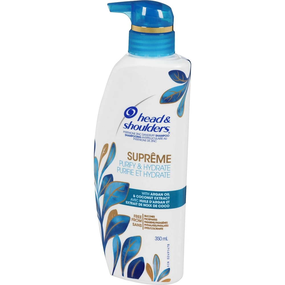 Head and Shoulders Supreme Purify and Hydrate Shampoo with Argan Oil & Coconut Extract, 350 mL