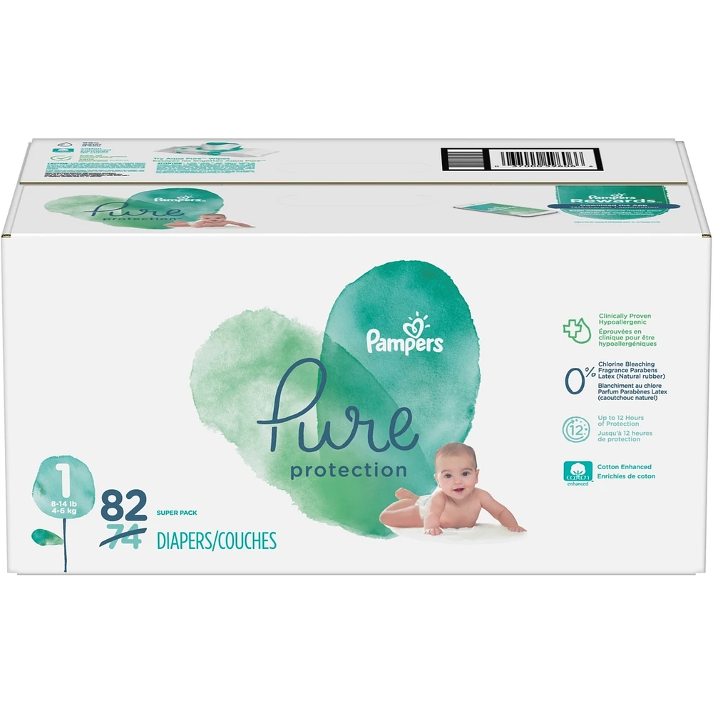 Couches pour nouveau-nés Pure Protection, taille 1, 82 couches