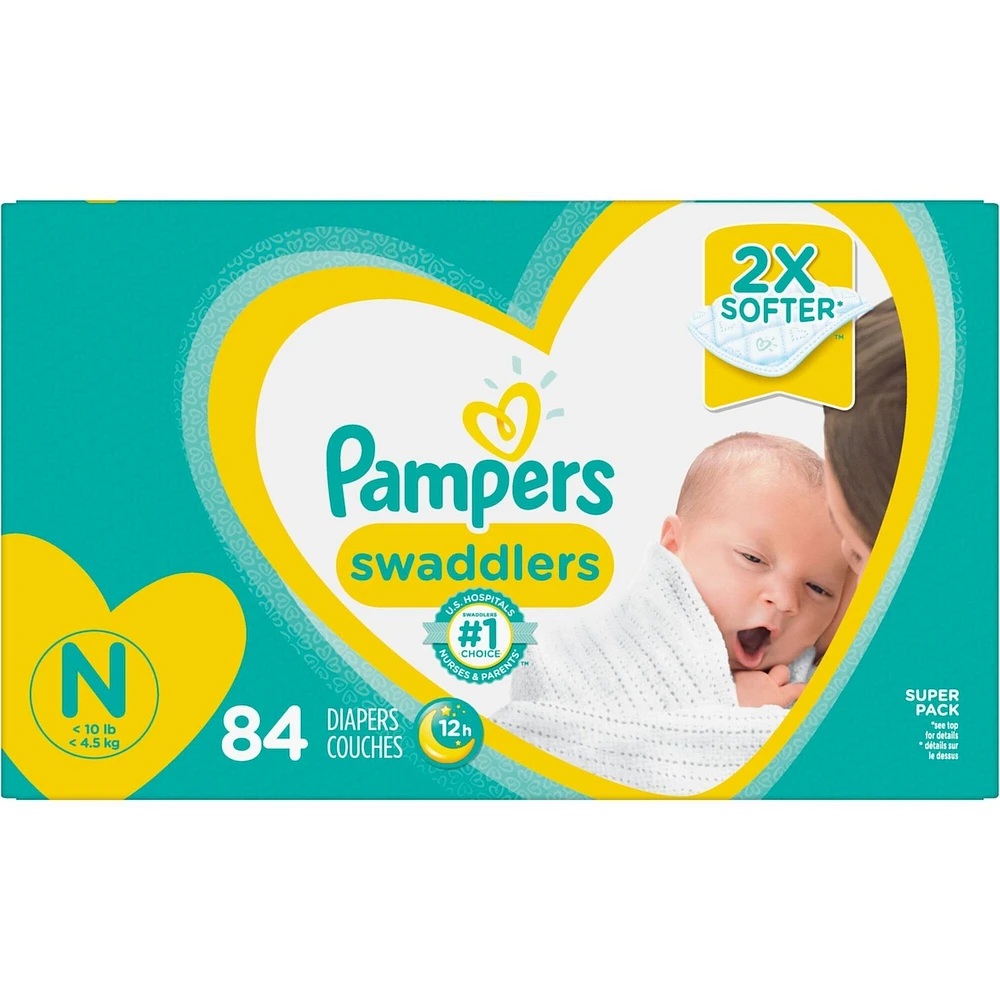 Couches Pampers Swaddlers pour nouveau-nés, taille N