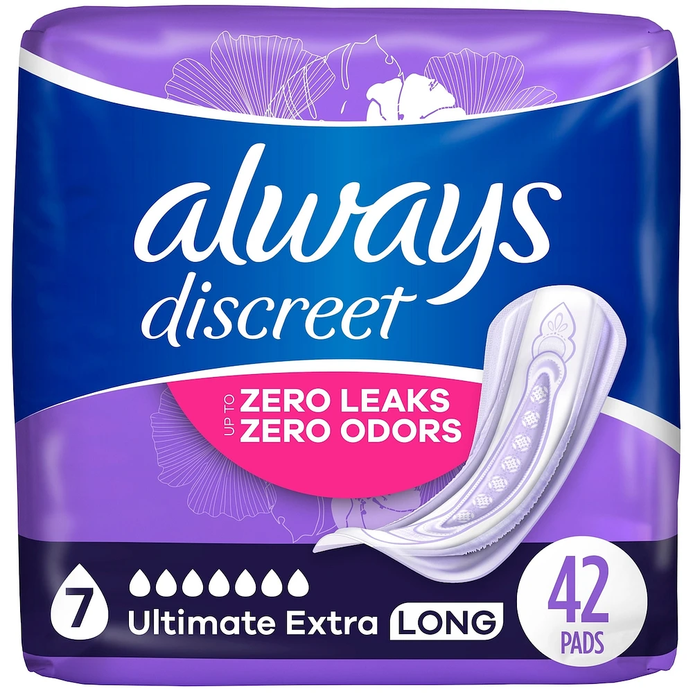 Serviettes d’incontinence et de post-partum, longues, degré d’absorption protection suprême extra, pour femmes, 42serviettes