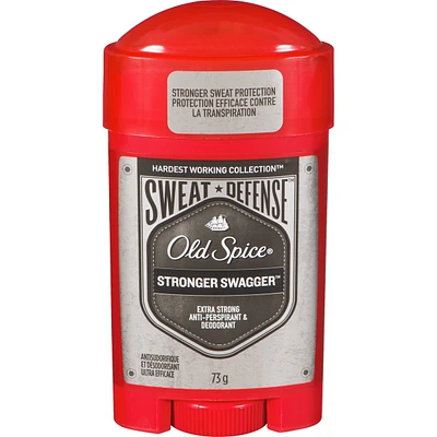 Antisudorifique et désodorisant anti-sueur invisible en bâton Old Spice Hardest Working pour hommes, Stronger Swagger, 73 g