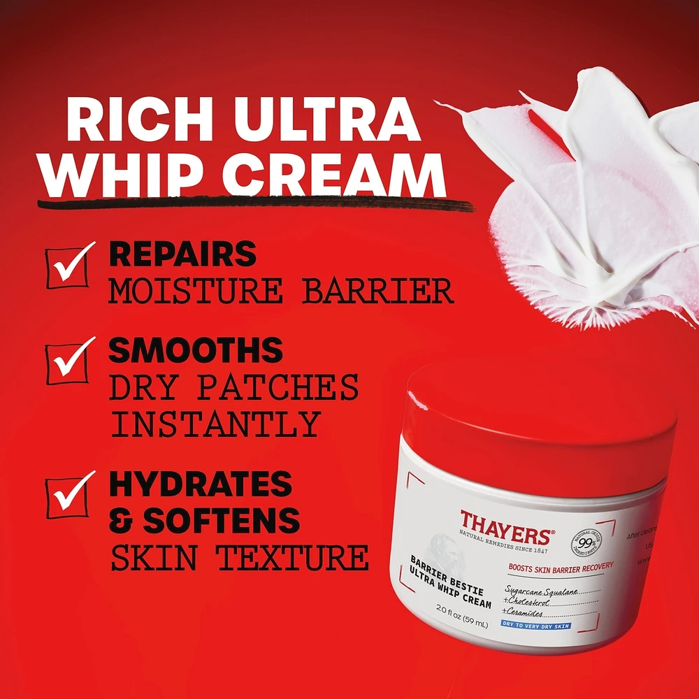 Barrier Bestie Ultra Whip Face Cream, crème hydratante à base de squalane de canne à sucre et de céramides