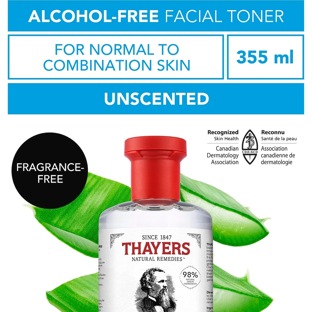 Unscented Alcohol Free Witch Hazel Face Toner with Aloe Vera