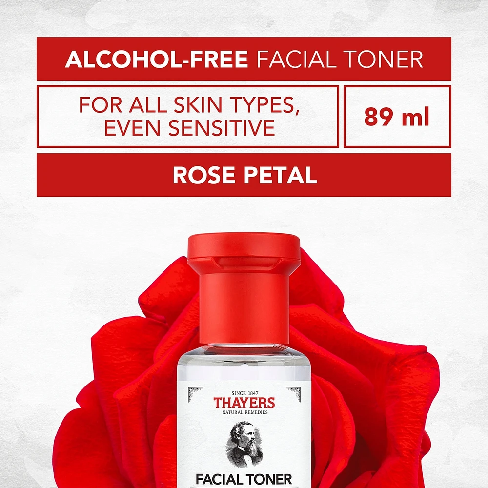 Rose Petal Alcohol-Free Witch Hazel Face Toner with Aloe Vera, Travel Size