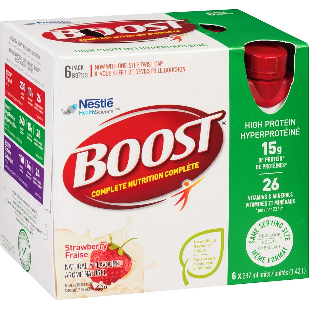 High Protein Strawberry Meal Replacement Drink, Pack of 6, 6 x 237 ml