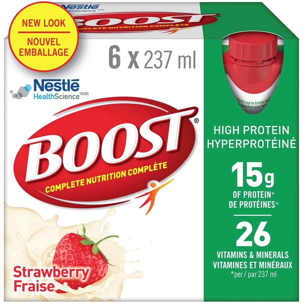 High Protein Strawberry Meal Replacement Drink, Pack of 6, 6 x 237 ml