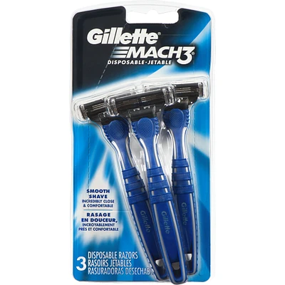 Rasoirs jetables pour hommes Gillette Mach3, paquet de 3