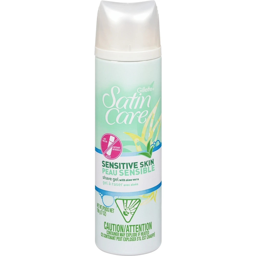 Gel à raser Gillette Satin Care Peau sensible pour femmes, 198 g