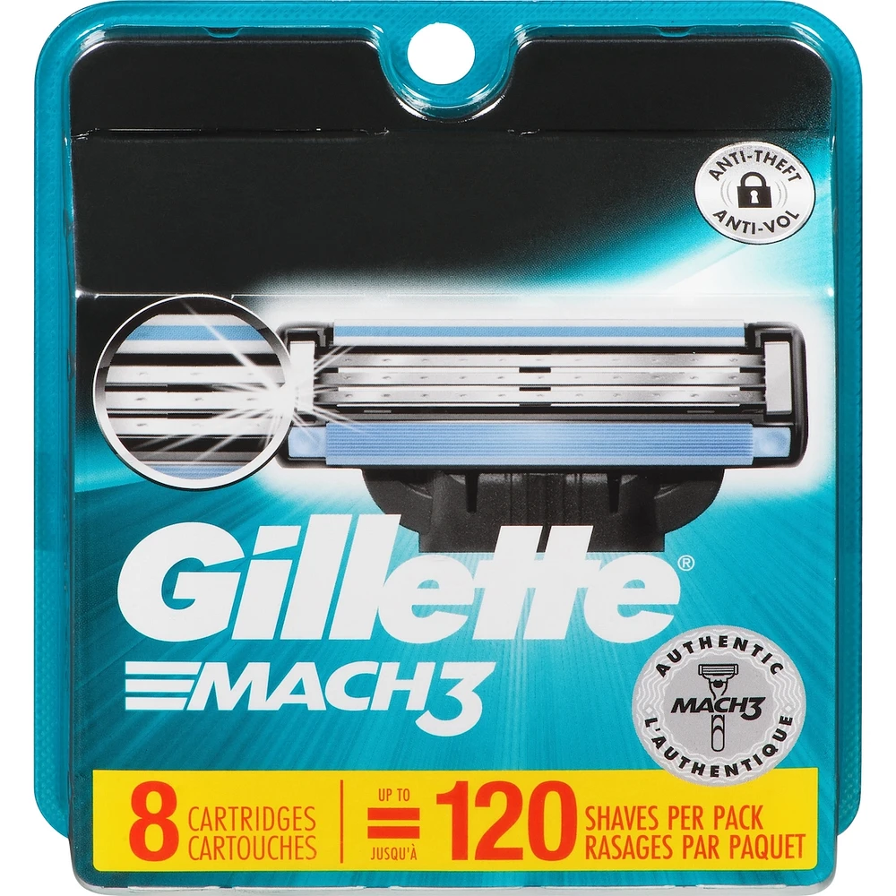 Lames de rasoir Gillette Mach3 pour hommes, 8 cartouches