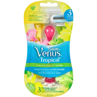 Rasoirs jetables pour femmes Gillette Venus Tropical, paquet de 3