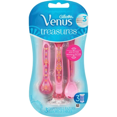 Rasoirs jetables pour femmes Gillette Venus Treasures, paquet de 3