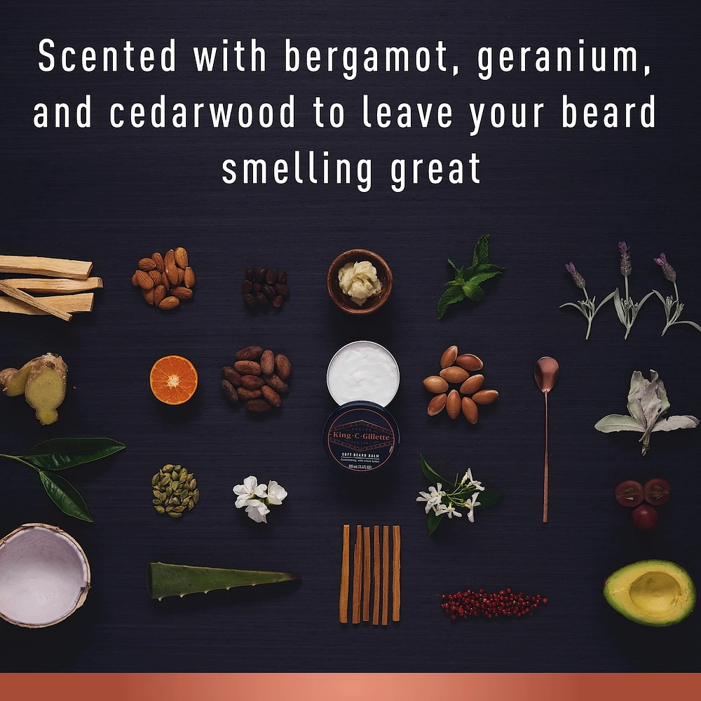 King C. Gillette Beard Softener, beard balm with argan oil for beard softening and deep conditioning, 3.4oz