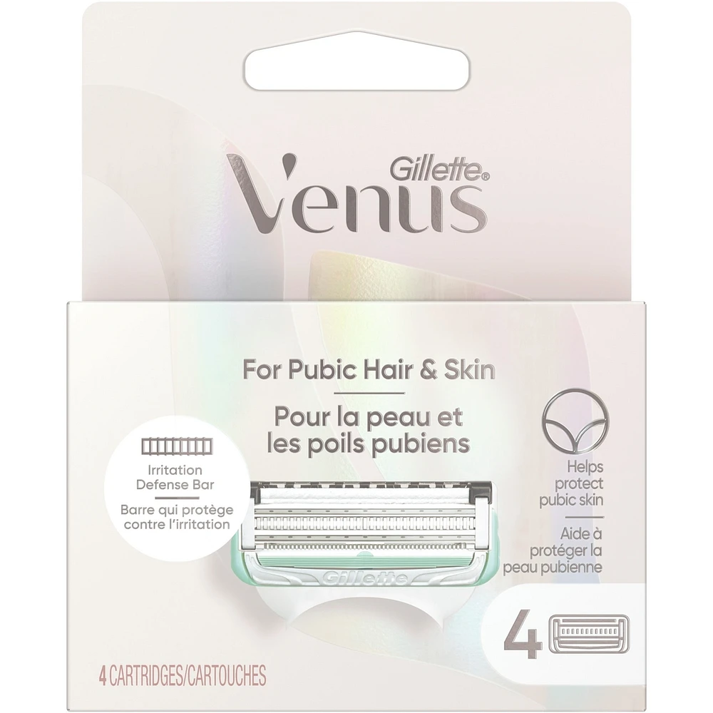Gillette Venus for Pubic Hair and Skin, Women's Razor Blades, 4 Refills