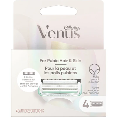 Gillette Venus for Pubic Hair and Skin, Women's Razor Blades, 4 Refills