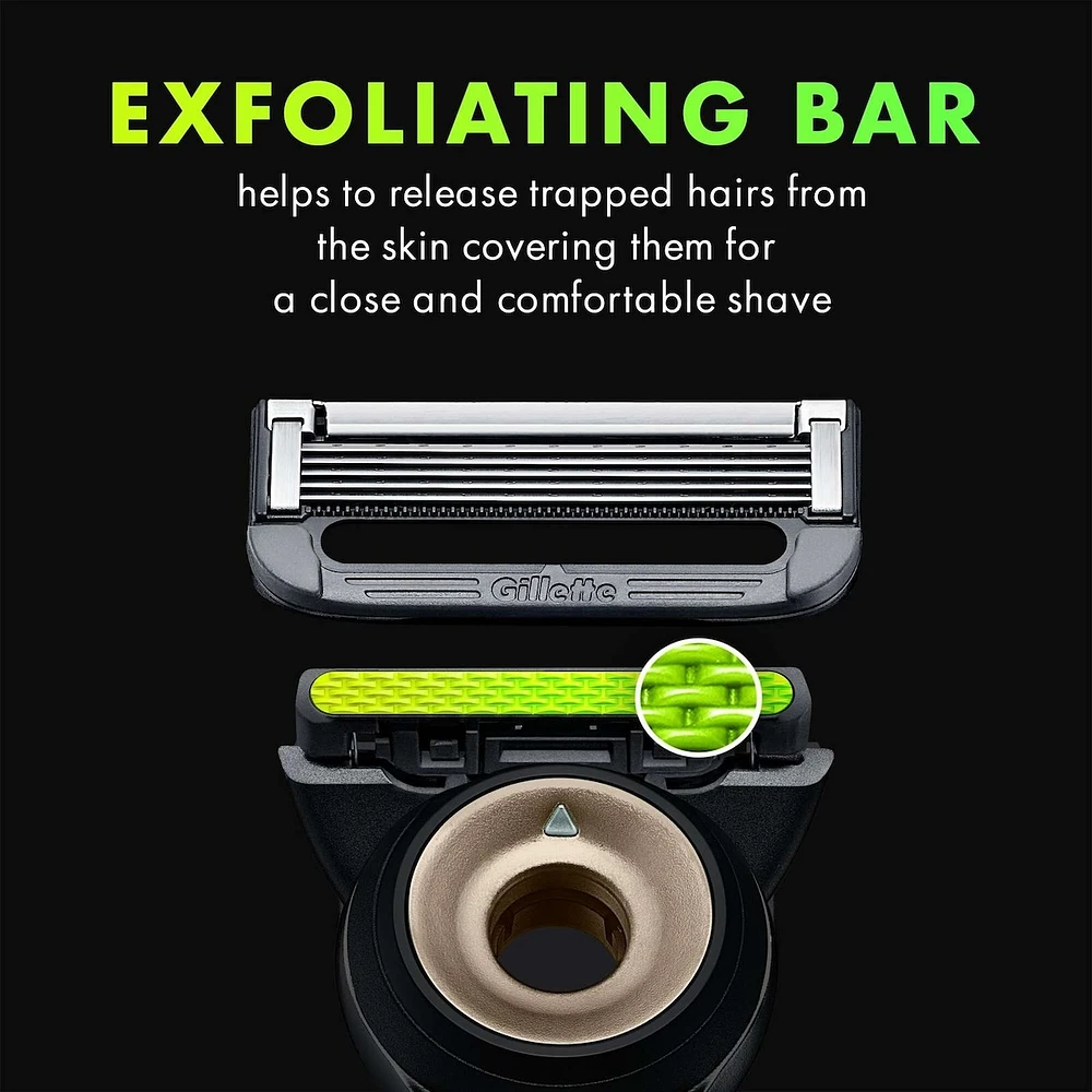 Labs with Exfoliating Bar by Razor for Men, Black and Gold Edition - 1 Handle, 2 Razor Blade Refills, 7oz Rapid Foaming Shave Gel
