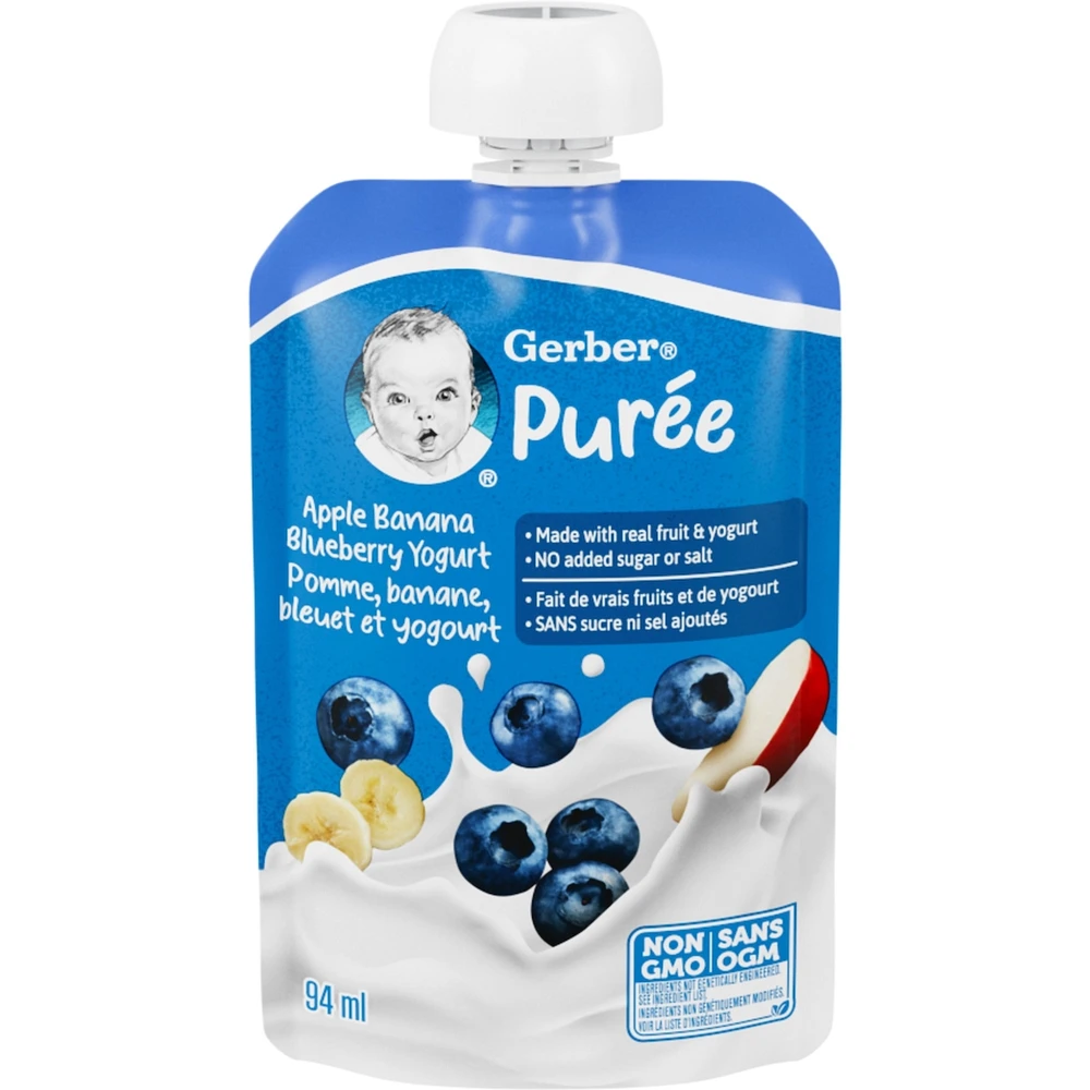Purée Pomme, banane, bleuet et yogourt