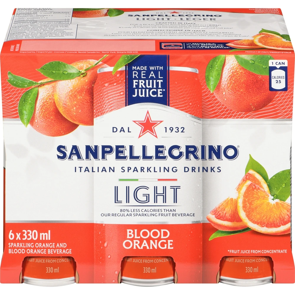 Léger Orange sanguine, boisson pétillante aux fruits