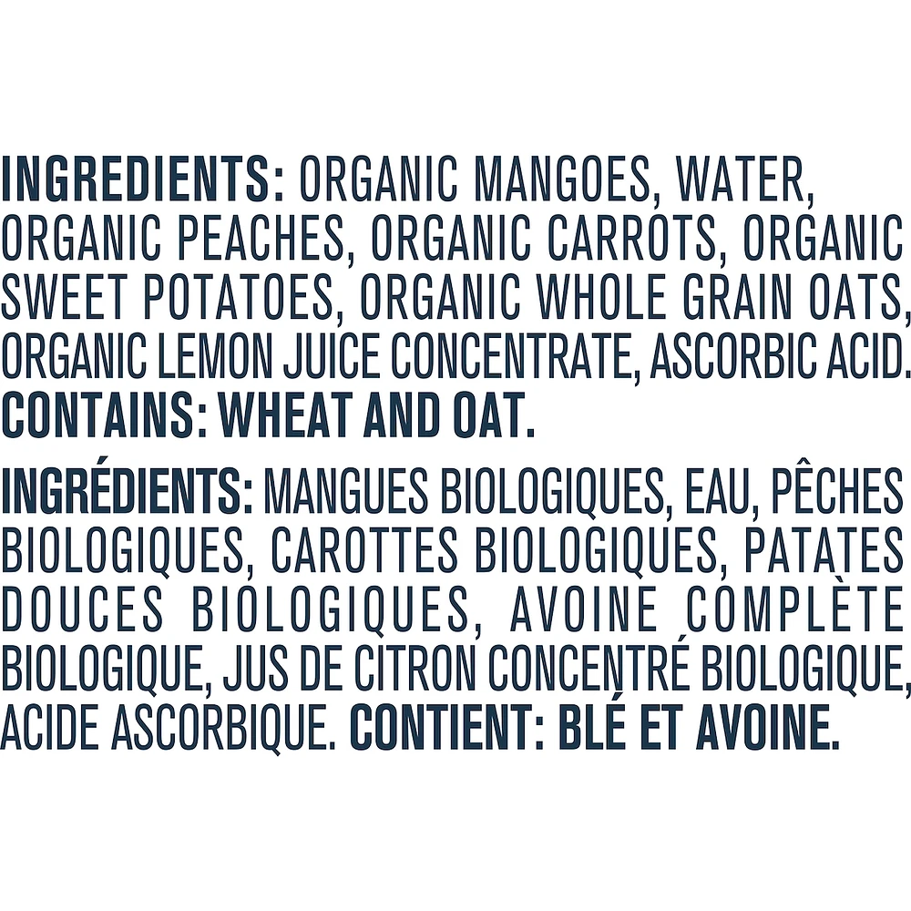 Organic Toddler Purée Mango Peach Carrot Sweet Potato Oat