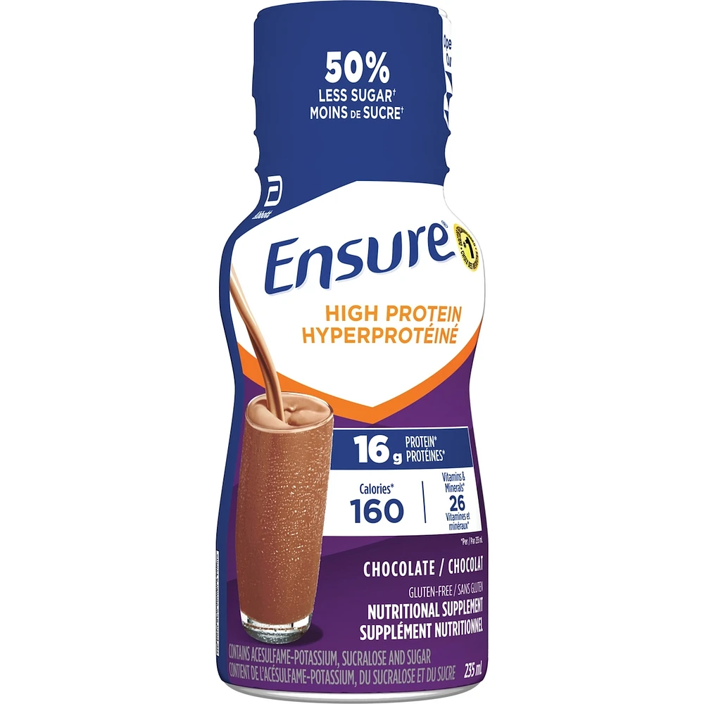 Ensure Hyperprotéiné 16 g de protéines, supplément nutritionnel prêt à boire, chocolat, 6 x 235 mL