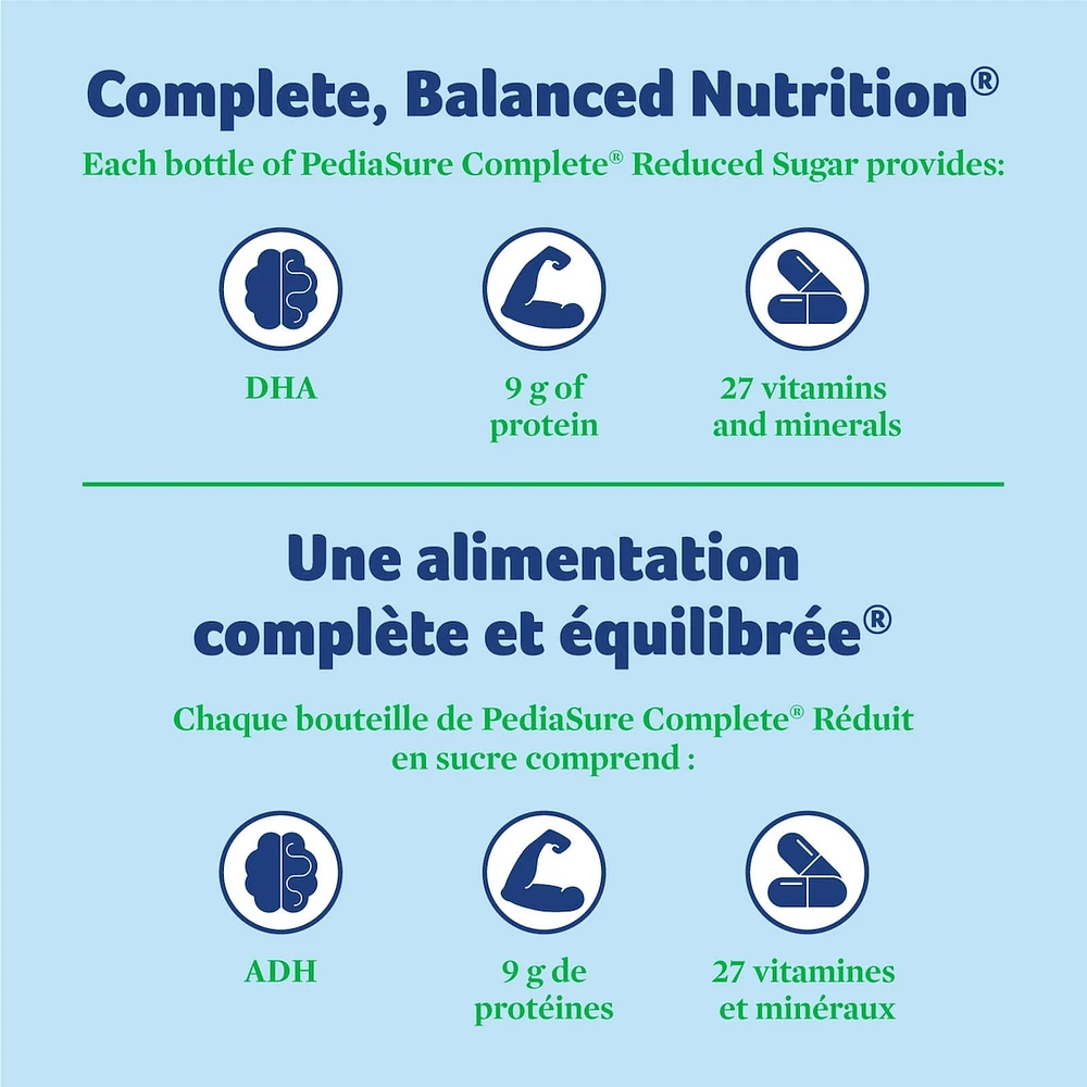 PediaSure Complete Reduced Sugar, 33% Less Sugar, Nutritional Supplement, 4 X 235 ml, Vanilla, 940 ml