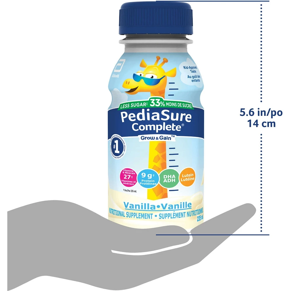 PediaSure Complete Reduced Sugar, 33% Less Sugar, Nutritional Supplement, 4 X 235 ml, Vanilla, 940 ml