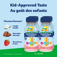 PediaSure Complete® Reduced Sugar, Nutritional Supplement, 4 x 235 mL, Strawberry