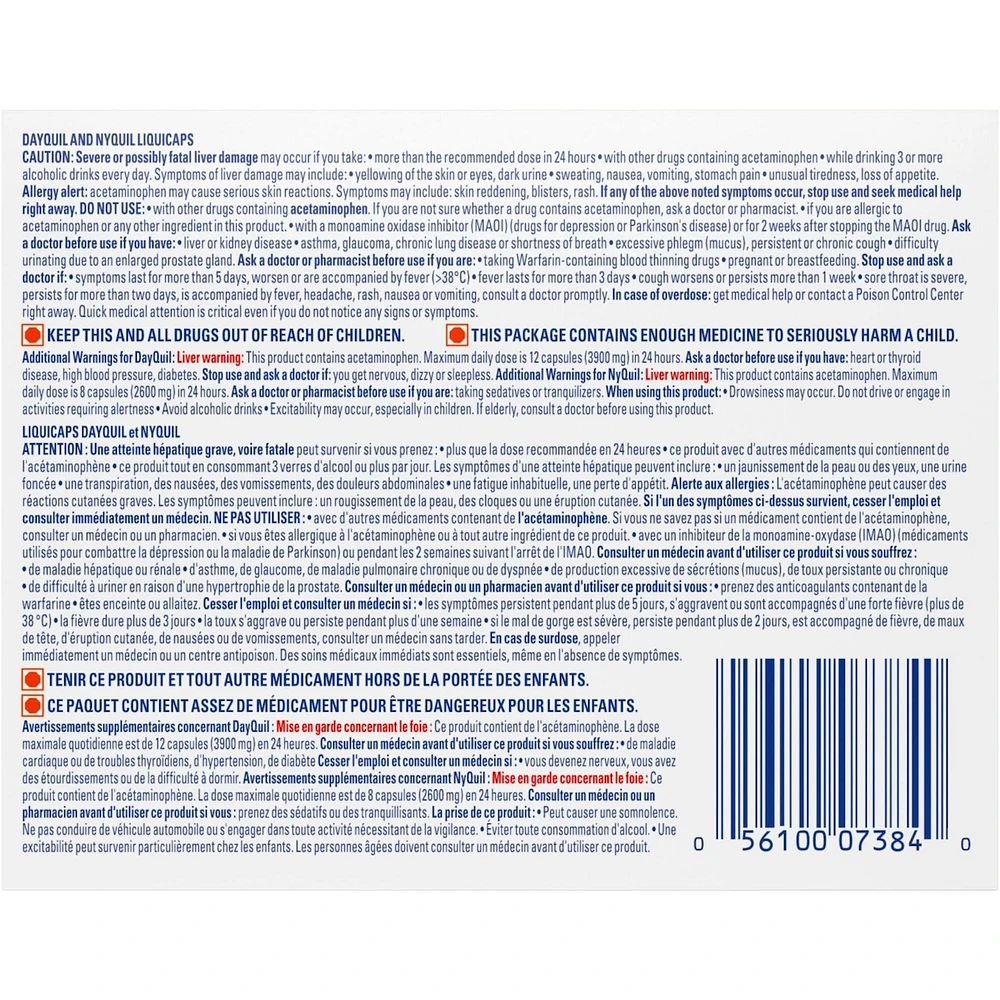 DayQuil Cold & Flu Multi-Symptom Relief Liquid Capsules + Vicks NyQuil Cold & Flu Multi-Symptom Relief Liquid Capsules, Total 48 Count