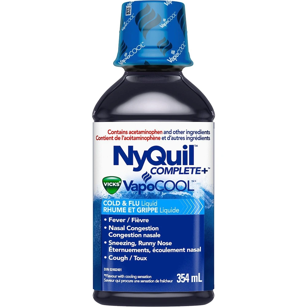 Médicament contre : rhume, grippe, congestion NyQuil COMPLETE + Vicks VapoCOOL, 354mL