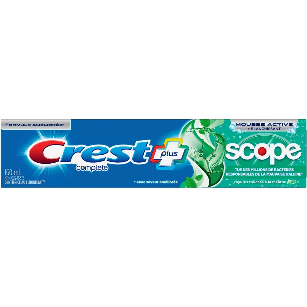 Crest Complete Whitening Plus Scope Minty Fresh Toothpaste, 160 mL