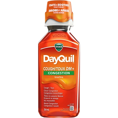 DayQuil toux, congestion, sans somnolence, toux, congestion bronchique, mucus, congestion, soulagement efficace de la toux, agrumes