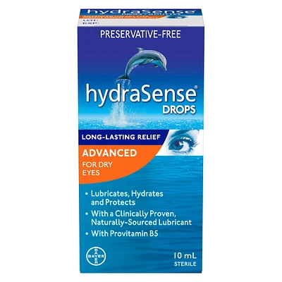 hydraSense Advanced Eye Drops, For Dry Eyes, Preservative Free, Naturally Sourced Lubricant, With Provitamin B5